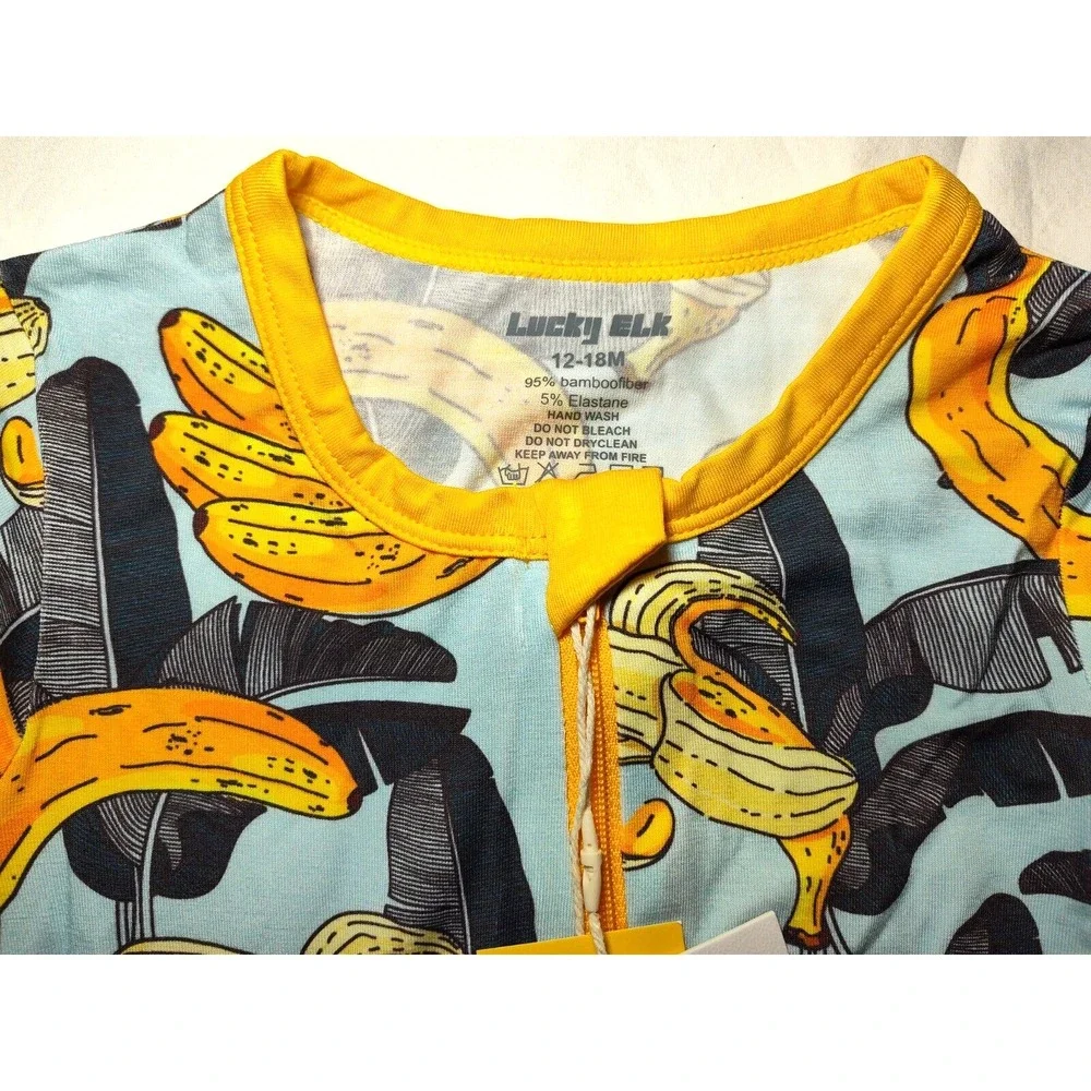 Lucky Elk Baby Boy 12 18 Bamboo 1pc Banana Peel Sleeper Pajamas Soft‎ Blue NWT